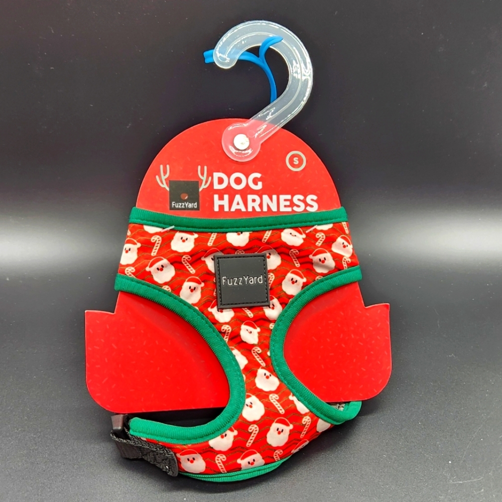New Fuzzyard Christmas Red & White Santa Clause & Candy Canes Pet Harness Size S